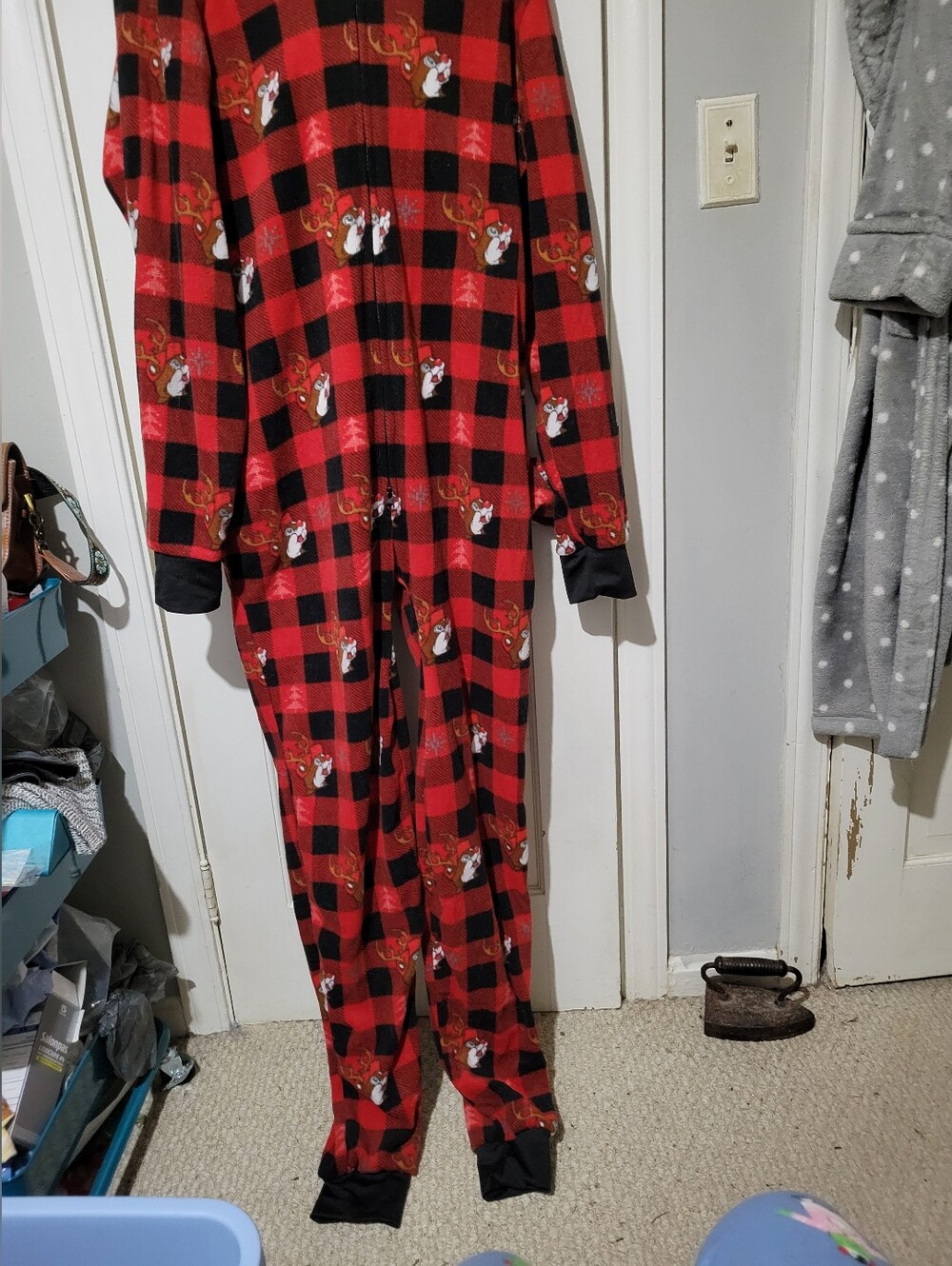 Buc-ee's Red Plaid Women's One-Piece Pajama Onesie